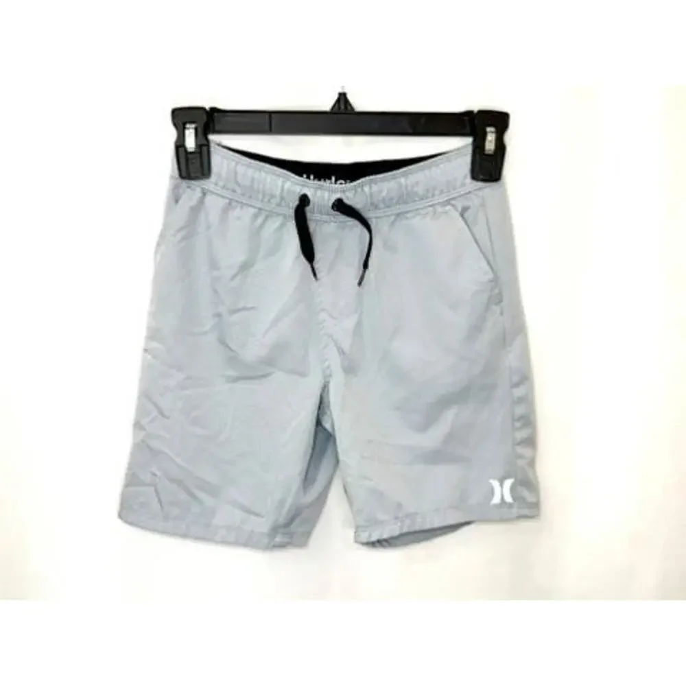 Hurley Boys Board Shorts Size 8 Light Blue Swim Trunks Drawstring Elastic Waist